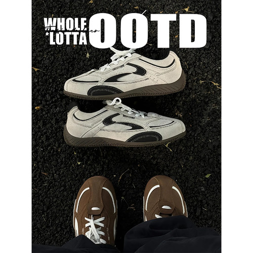 NewRockstarChoppa 小众复古德训赛车鞋男潮秋冬软底运动休闲板鞋