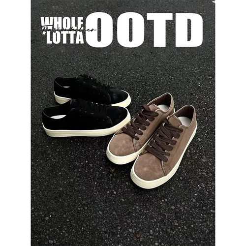 NewRockstarChoppa 纯色百搭休闲板鞋男款秋冬复古小众低帮帆布鞋