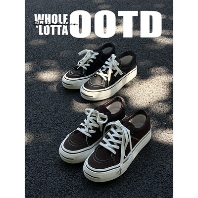 NewRockstarChoppa 春夏新款厚底帆布鞋男小众经典硫化开口笑板鞋