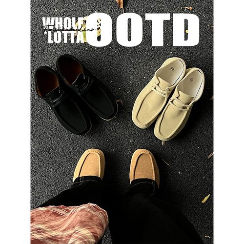 NewRockstarChoppa 秋冬新款小众袋鼠乐福鞋男休闲百搭复古勃肯鞋