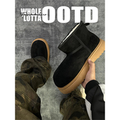 NewRockStarChoppa 卡皮巴拉雪地靴男加绒保暖厚底短筒小奶包棉鞋