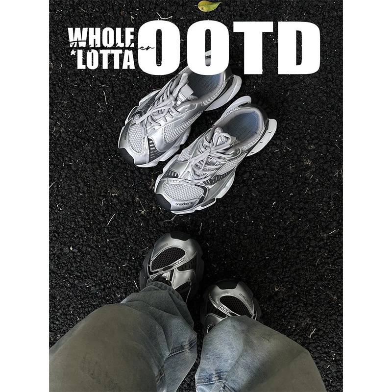 NewRockstarChoppa 秋季潮流订书钉运动鞋男款厚底休闲百搭老爹鞋