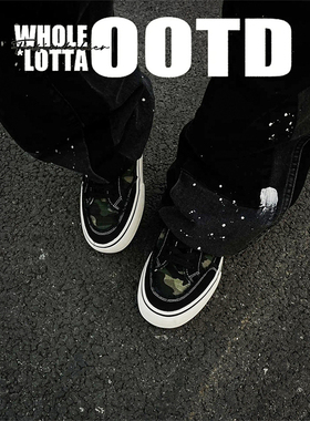 NewRockstarChoppa 夏季透气小众迷彩帆布鞋男款休闲百搭增高板鞋