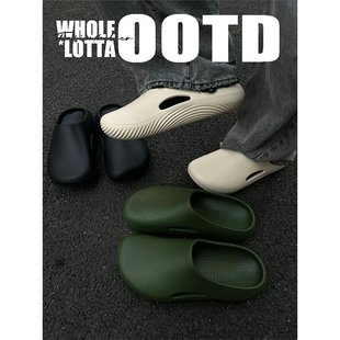 外穿软底防滑洞洞鞋 NewRockstarchoppa 夏季 男款 沙滩勃肯包头拖鞋