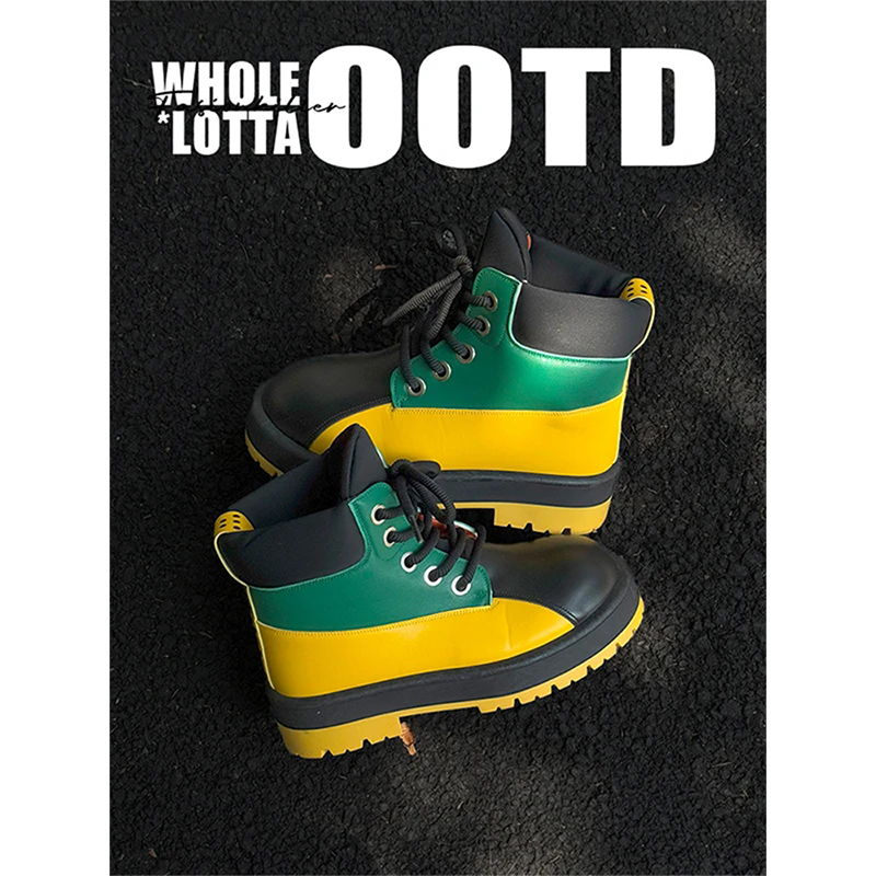 NewRockstarChoppa 美式街头潮流马丁靴男秋冬运动厚底工装骑士靴