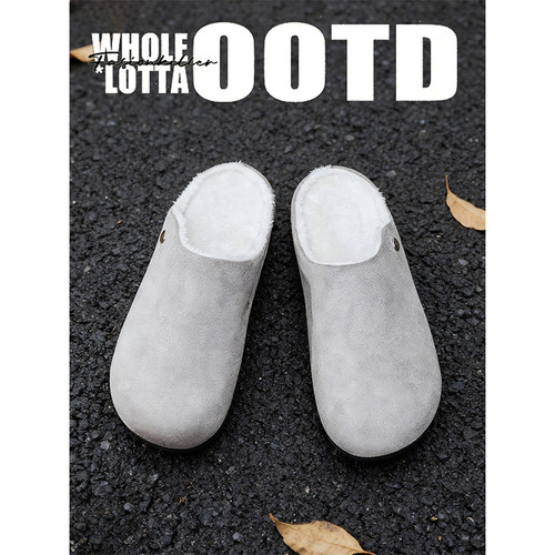 NewRockstarChoppa 极简Cleanfit勃肯棉拖鞋男冬季加绒保暖包头鞋