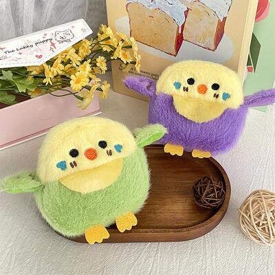 跨境卡通腮红小鸟迷你零钱包毛绒挂件钥匙扣搞怪麻雀玩偶节庆礼品