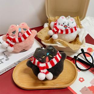瞌睡围巾小猫毛绒挂件少女百搭包包挂饰情侣钥匙扣迷你娃娃