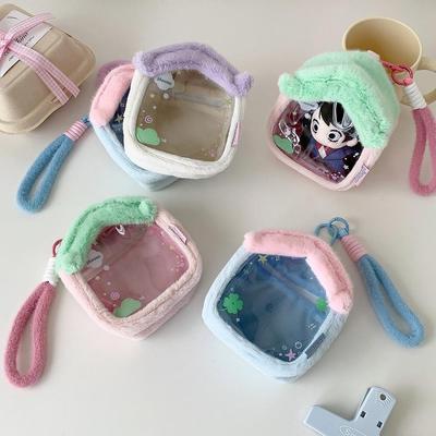 毛绒小房子收纳包玩偶吧唧遛娃包PVC防尘保护套棉花娃娃展示挂件