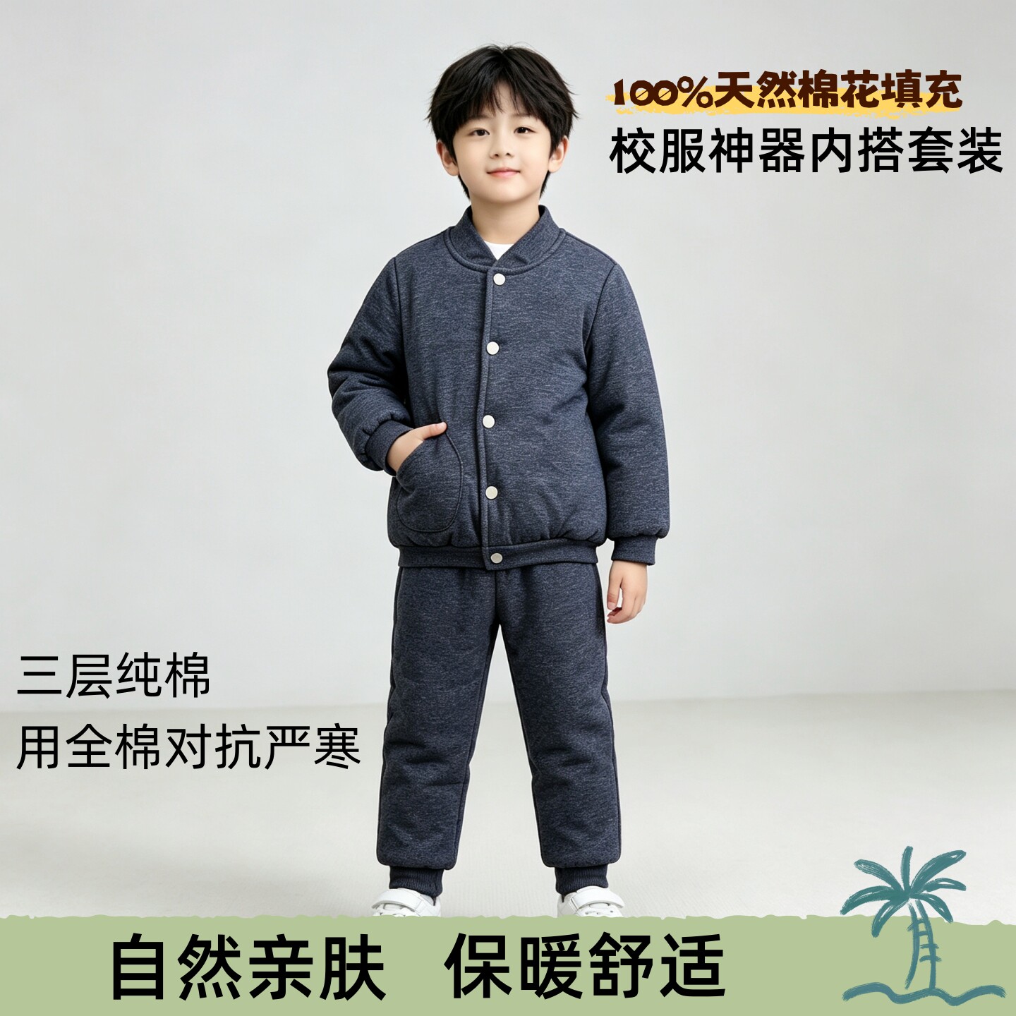 儿童纯棉花棉袄棉裤校服神器套装内胆男童女童纯棉花手工棉衣秋冬