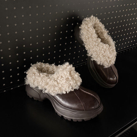 l'avance羊皮版显瘦小皮鞋女2026新款羊卷毛毛鞋厚底懒人鞋半拖5c,女鞋,深口单鞋,淘宝优惠券,粉丝福利购,淘宝优惠卷