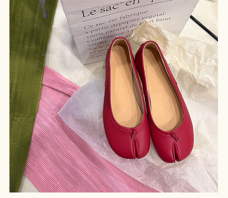 L'avance羊皮分趾鞋2026秋款高品质女鞋巨舒适通勤单鞋纯皮奶奶鞋