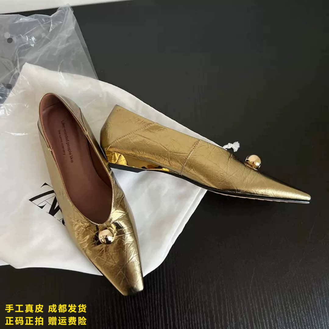 L'avance羊皮奶奶鞋2026秋高品质女鞋巨舒适纯皮单鞋内增高小皮鞋