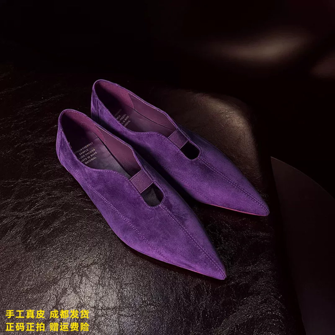 L'avance羊翻皮单鞋2026秋款高品质女鞋巨舒适纯皮单鞋可可系穿搭