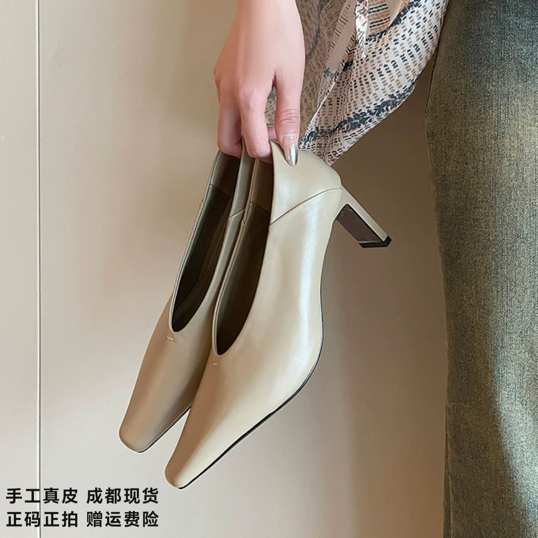 L'avance牛皮高跟鞋2026秋款高品质女鞋巨舒适纯皮单鞋通勤工作鞋