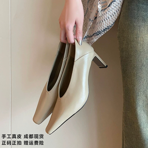 L'avance牛皮高跟鞋2026秋款高品质女鞋巨舒适纯皮单鞋通勤工作鞋