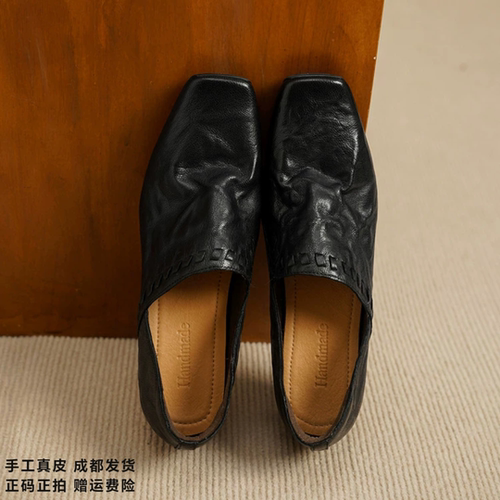 L'avance羊皮小皮鞋2026秋款高品质女鞋巨舒适纯皮单鞋粗跟乐福鞋