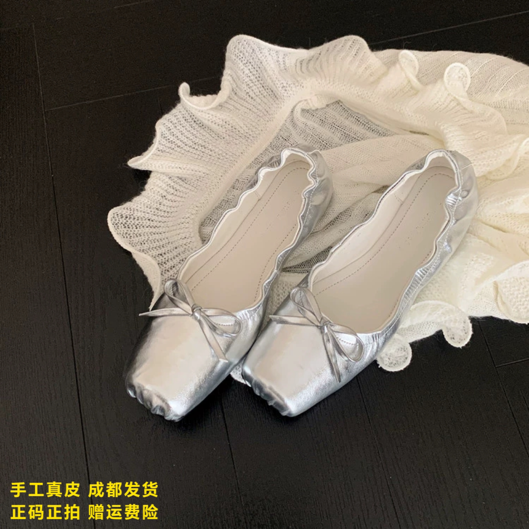 L'avance羊皮芭蕾鞋2026秋款高品质女鞋巨舒适豹纹单鞋平底小皮鞋