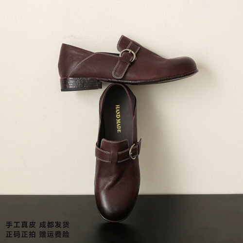 L'avance水系孟克鞋2026秋高品质女鞋巨舒适纯皮单鞋可可系小皮鞋
