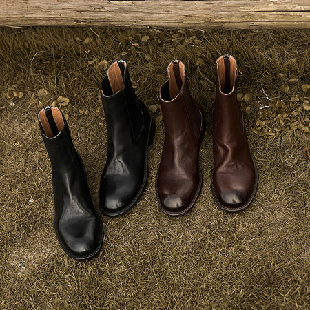 l'avance真皮 法式复古女3cm时髦精水洗马皮切尔西靴巨软小短靴子