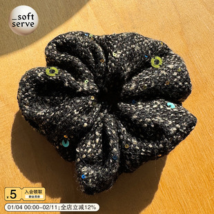 SoftServe柔软供应 sorbet《花呢闪片》高级感大肠发圈头饰手花女