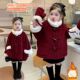 内里大兔毛加绒加棉 呢子大衣搭配手套 女童新年装