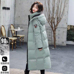 撤柜外贸正品羽绒服女中长款2025新款冬过膝长款白鸭绒加厚外套潮