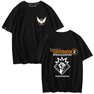 游戏周边半袖全境封锁2职业图标男女夏季情侣纯棉落肩宽松短袖T恤