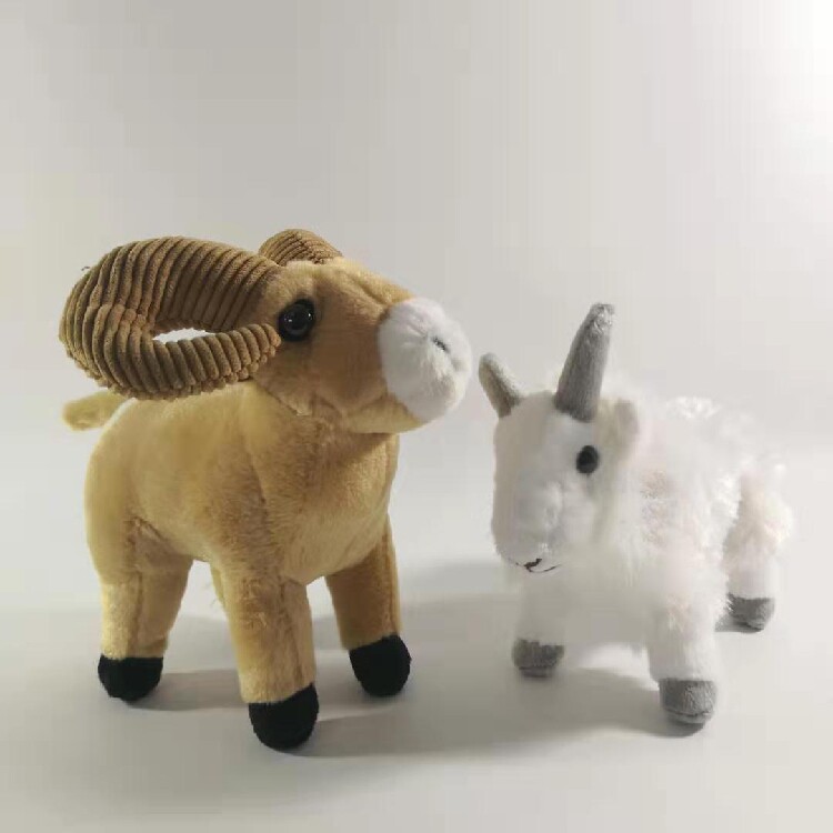 野生仿真动物世界萌宠白色山羊大角羊公仔儿童安抚早教学毛绒玩具