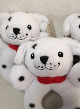 斑点狗 白色小狗 婴儿安抚用品 手摇铃 毛绒玩具 公仔 新生儿礼品