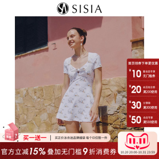 sisia2025新款 泳衣女高级感连体保守遮肚显瘦海边度假泡温泉泳装