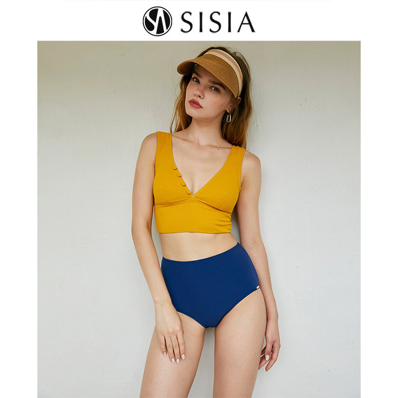 sisia泳衣女夏季新款性感高腰显瘦纯欲分体比基尼高级感ins游泳装