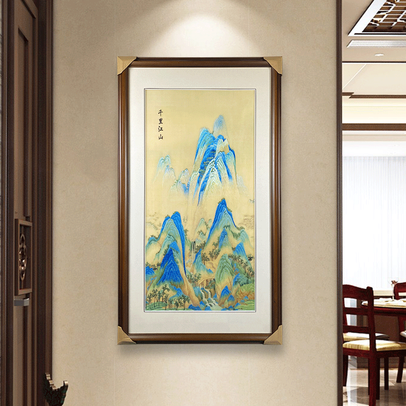 手工苏绣挂画千里江山玄关刺绣画