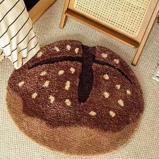 困困宅猫•创意卧室面包地垫装饰床边毯毛绒地毯卧室地毯簇绒地垫