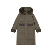 米粒严选 轻奢高级感拼接针织大毛领连帽外套2505