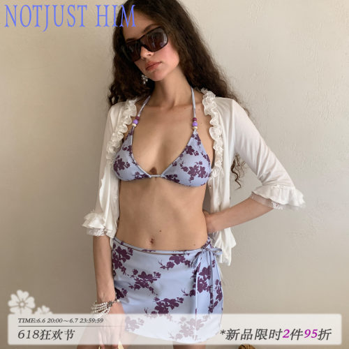 花筏NOTJUSTHIM《鸢尾花》蓝紫印花A字短裙 含安全裤