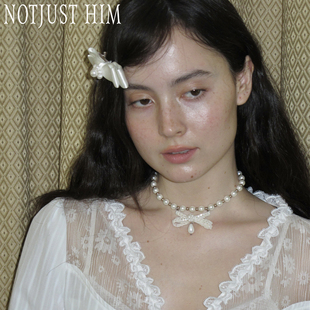 花筏NOTJUSTHIM 《Elegant Bowknot》串珠珍珠蝴蝶结挂坠项链