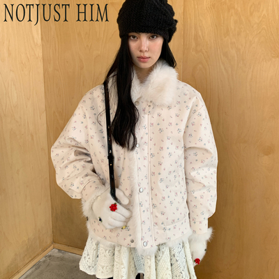 花筏NOTJUSTHIM《morning princess》碎花灯芯绒夹棉毛绒夹克外套