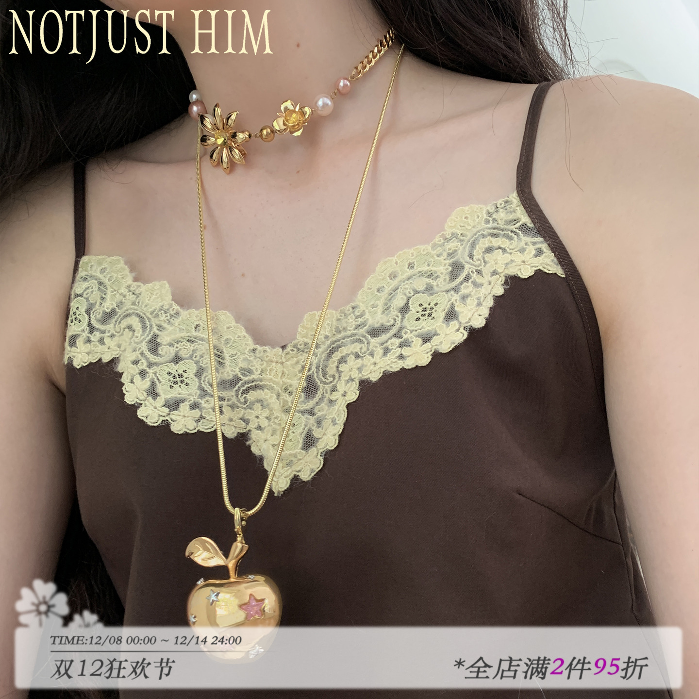 花筏NOTJUSTHIM《Apple of Eden》 立体双面苹果链条编绳项链