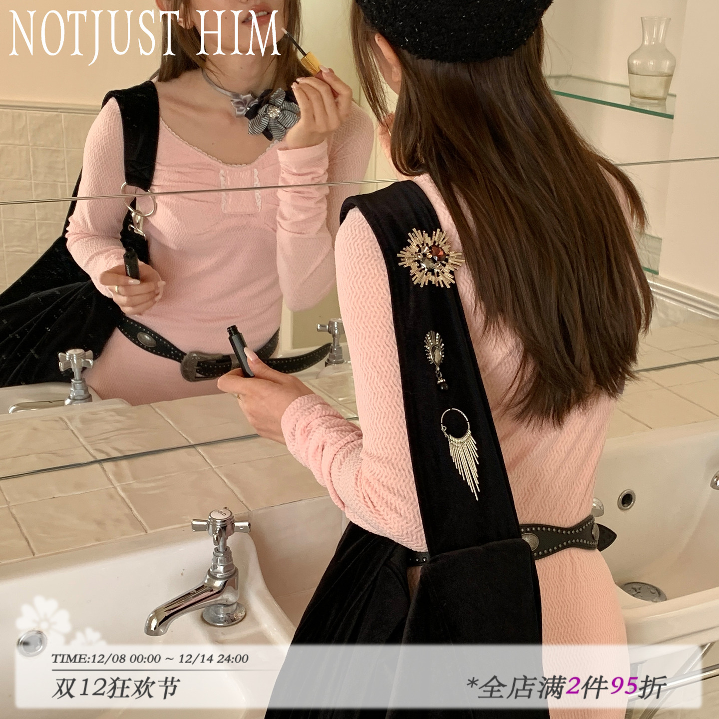 花筏NOTJUSTHIM《自然勋章》光泽丝绒复古丹宁斜挎单肩大容量包包