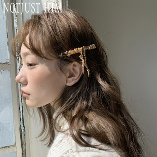 花筏NOTJUSTHIM《麦琪的礼物》蝴蝶结手工串珠发夹 水晶金属拼色