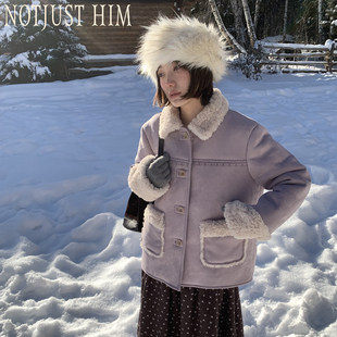 花筏NOTJUSTHIM 《安妮罗曼史》皮毛一体麂皮绒厚外套