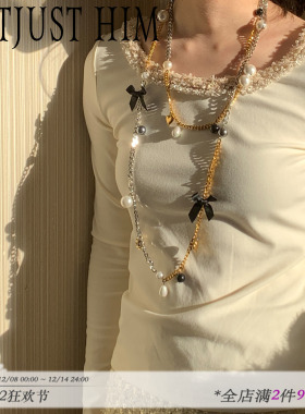 花筏金银拼色珍珠长项链