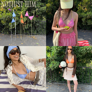 泳装 花筏NOTJUSTHIM 撞色系带印花比基尼套装 Bloom Beachside