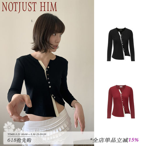 花筏NOTJUSTHIM《Lilith》莱赛尔纤维不对称设计彩色扣子开衫
