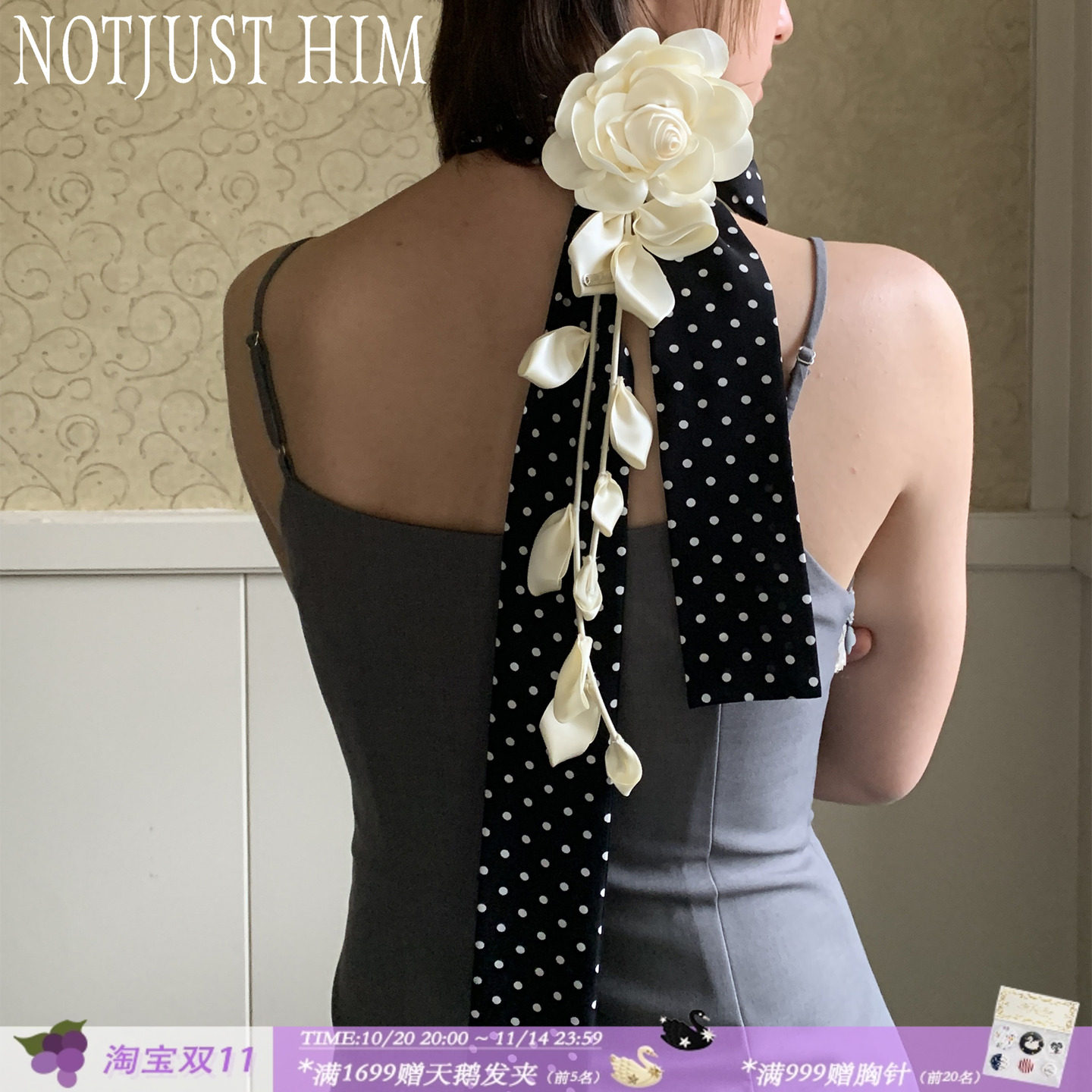 花筏NOTJUSTHIM《Monet'Garden》重工手工花朵和丝巾 多用途配饰