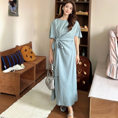 不规则通勤系带简约日系连衣裙