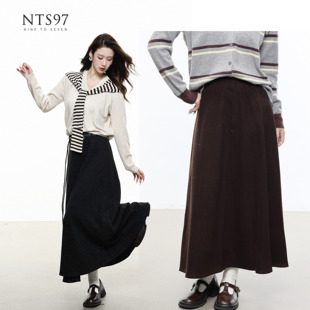 NTS97 系带呢料a字半身裙长裙 秋冬新款