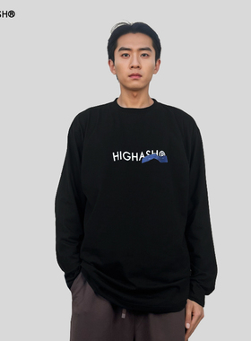 HIGHASH四季250gLOGO印字长袖秋季T恤内搭设计感t恤上衣男
