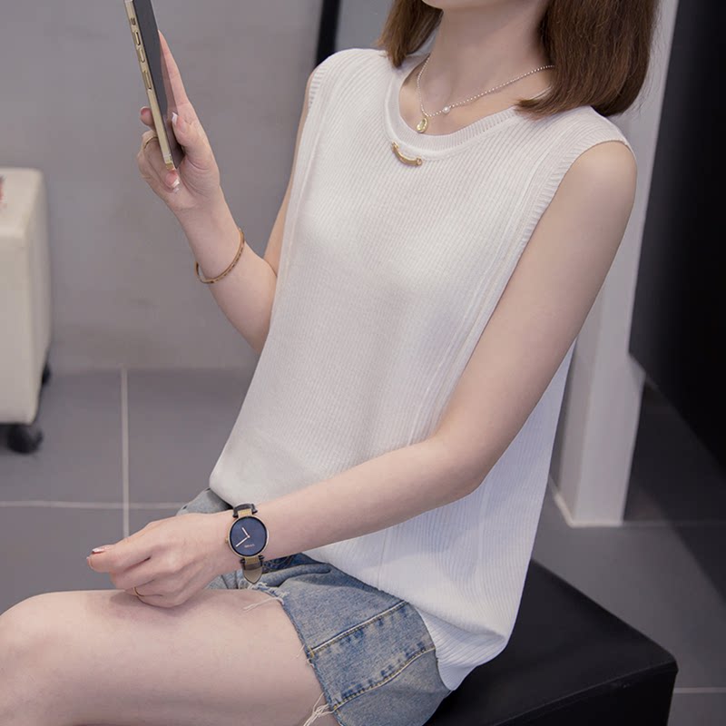 简约休闲冰丝吊带背心女夏季新款